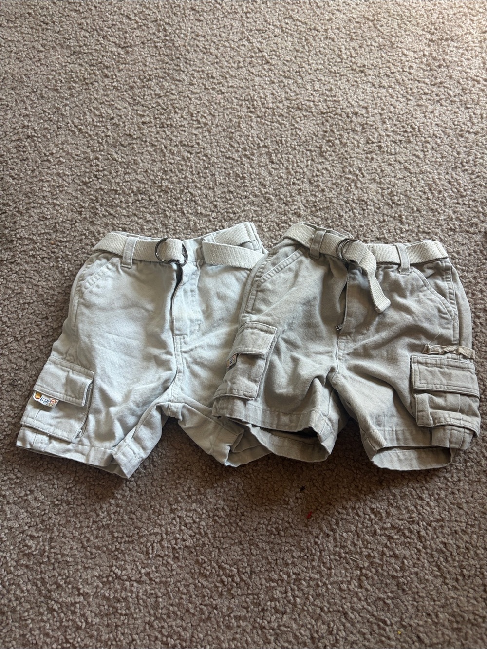 B73 Lot of 2 Y2K Cargo Khaki Shorts, Winnie the Pooh 24 months